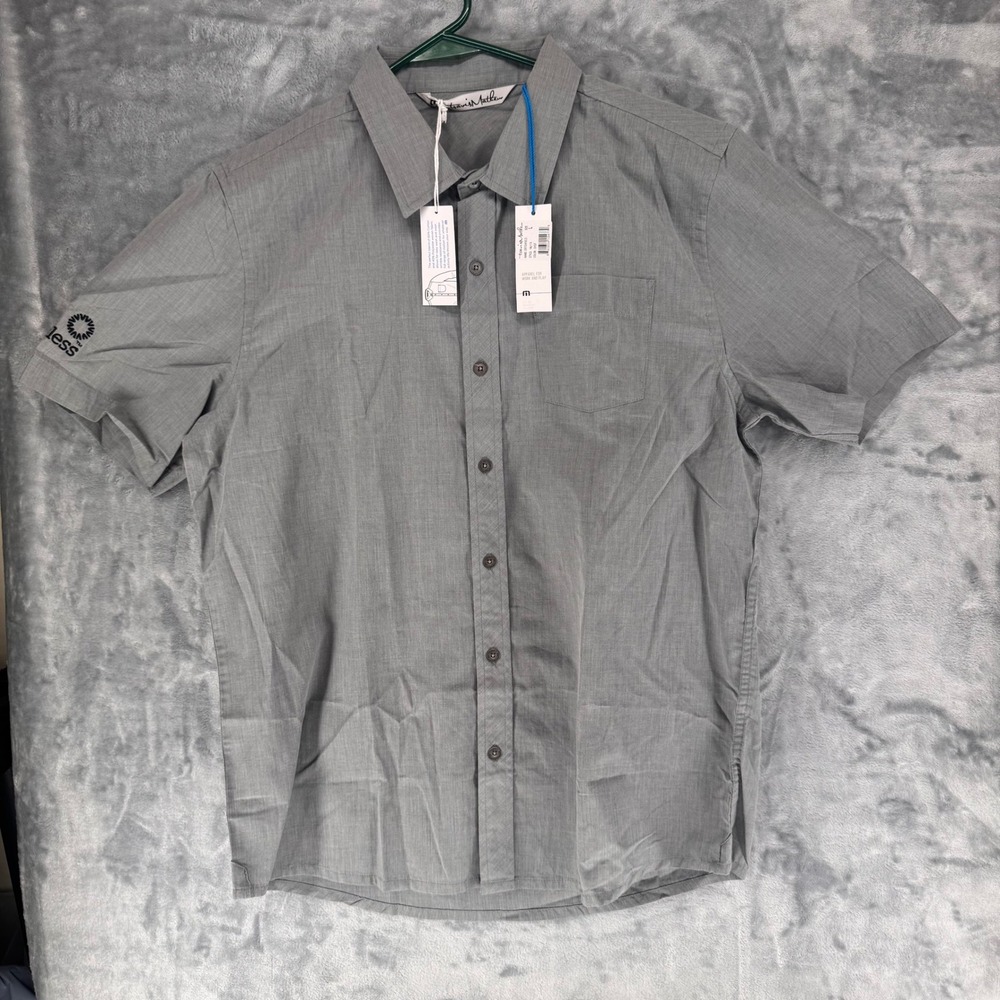 Travis Mathew critchfeild Men's Grey Short Sleeve Button Down Shirt Size L